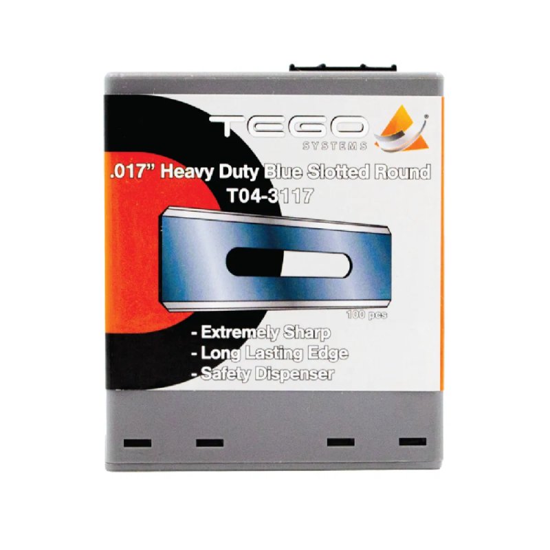 TEGO T04-3117 .017″ Heavy-Duty Blue Slotted Round Blades - 100 Dispenser Pack
