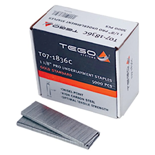 (image for) TEGO T07-1836C 1-1/8″ Pro Underlayment Staples - 5000 Box