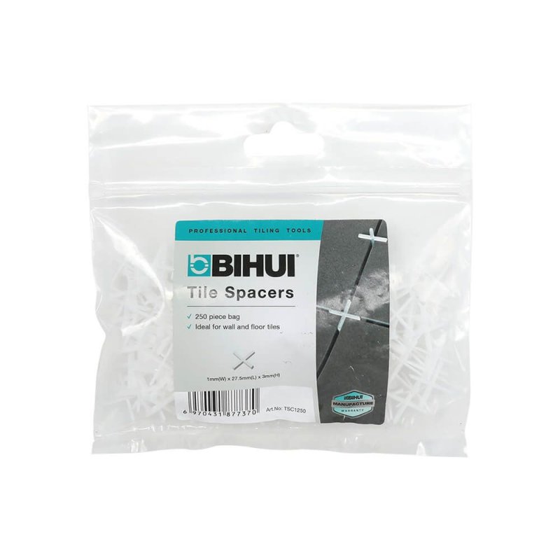 (image for) BIHUI TSC1250 1/16" (1.5mm) Cross Type Solid Tile Spacers - 250 Pack