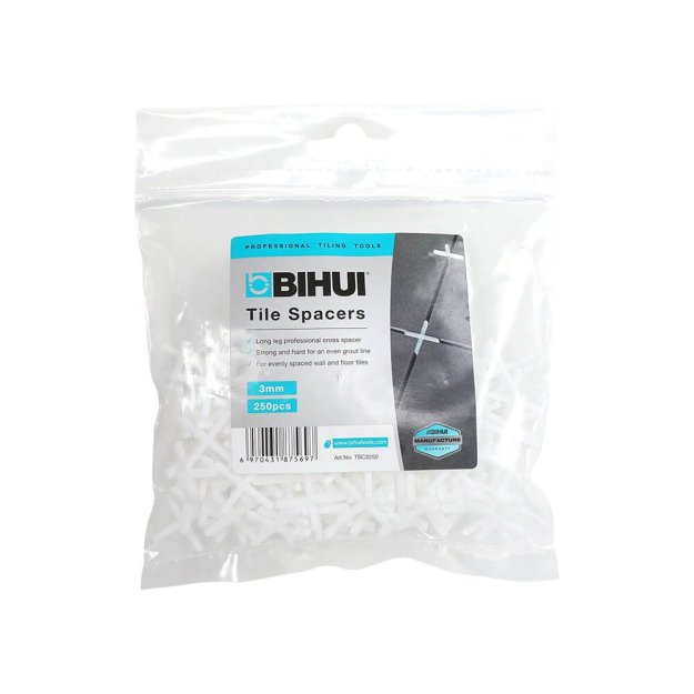 (image for) BIHUI TSC3250 1/8" (3mm) Cross Type Solid Tile Spacers - 250 Pack