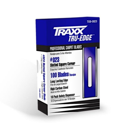 (image for) Traxx TXB-0023 .017" HD Blue Square Corner Slotted Carpet Blades (100 Pack)