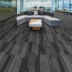Next Floor Dedication 13" x 39" Solution-Dyed Twisted Polypropylene Carpet Tiles - Tuxedo NF712012