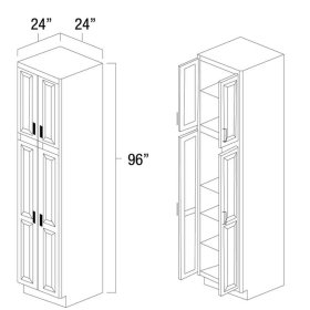 White Shaker 24" x 96" 24" Wide Utility Cabinet - WS-UC2496