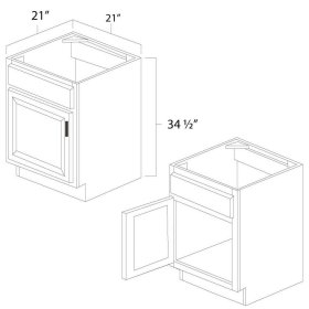 White Shaker 21" x 21" Vanity Sink Base Cabinet - WS-V2121