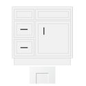 (image for) White Shaker 24" x 21" Vanity Sink Base Cabinet with Drawers on Left - WS-V2421DL