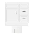 (image for) White Shaker 30" x 21" Vanity Sink Base Cabinet with Drawers on Right - WS-V3021DR