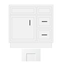 (image for) White Shaker 30" x 21" Vanity Sink Base Cabinet with Drawers on Right - WS-V3021DR