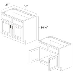 White Shaker 36" x 21" Vanity Sink Base Cabinet - WS-V3621