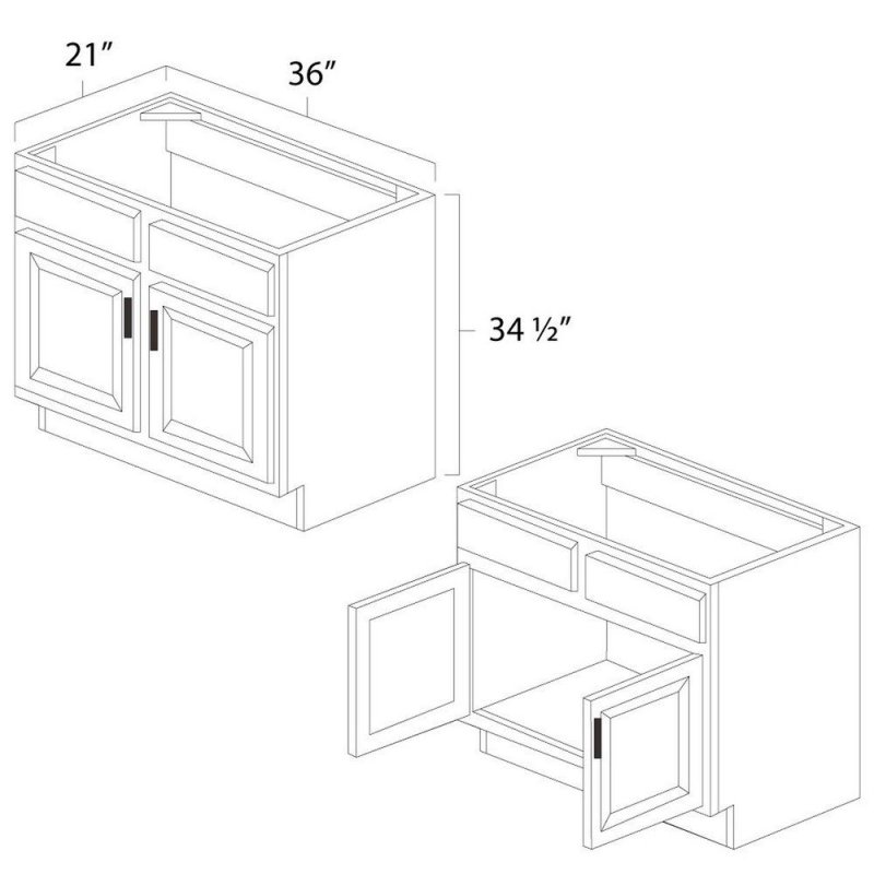 White Shaker 36\" x 21\" Vanity Sink Base Cabinet - WS-V3621