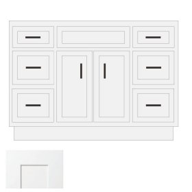 White Shaker 48" x 21" Vanity Sink Base Cabinet with Double Drawers - WS-V4821DD