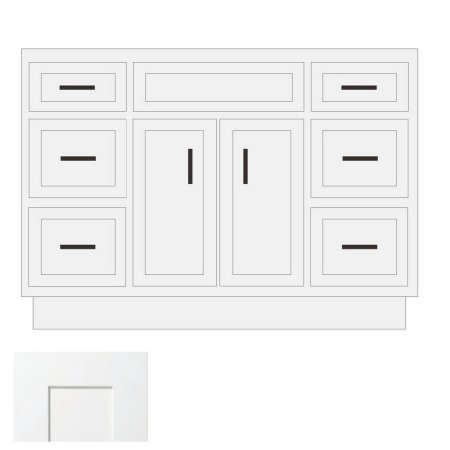 (image for) White Shaker 48" x 21" Vanity Sink Base Cabinet with Double Drawers - WS-V4821DD