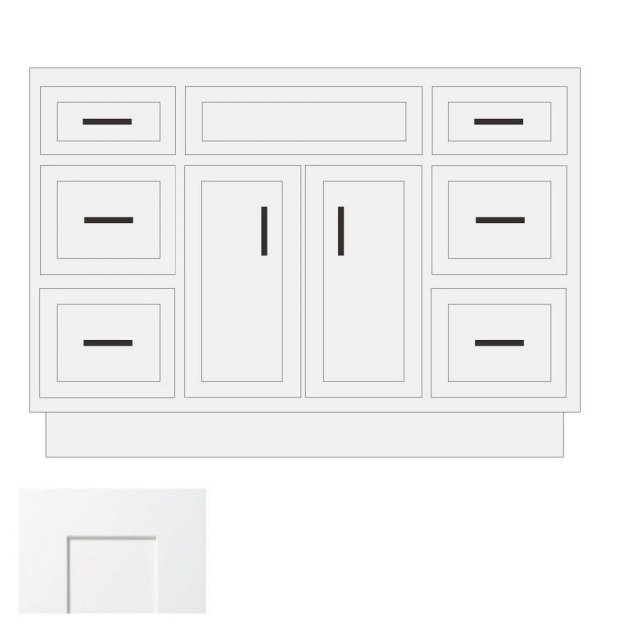 (image for) White Shaker 48" x 21" Vanity Sink Base Cabinet with Double Drawers - WS-V4821DD