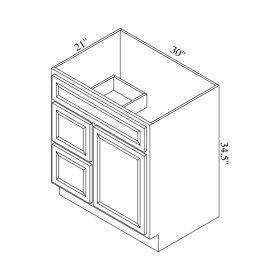 Brae 30" x 21" Vanity Sink Base Cabinet w/ Drawers on Right - BRA-VSB30D-R