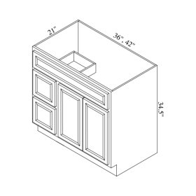Brae 36" x 21" Vanity Sink Base Cabinet w/ Drawers on Right - BRA-VSB36D-R