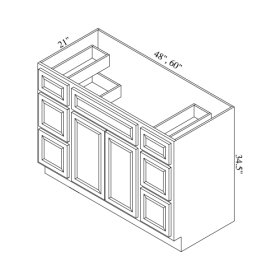 Brae 48" x 21" Vanity Sink Base Cabinet w/ Double Drawers - BRA-VSB48D