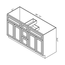 Brae 60" x 21" Double Vanity Cabinet w/ Double Drawers- BRA-VSB60DD