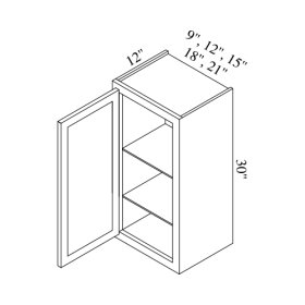Brae 12" x 30" Single Door Wall Cabinet - BRA-W1230