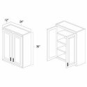 (image for) White Shaker 24" x 30" Double Doors Wall Cabinet - WS-W2430