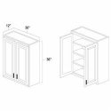 (image for) White Shaker 30" x 36" Double Doors Wall Cabinet - WS-W3036