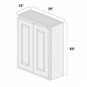 (image for) Aspen White 39" x 30" Double Doors Wall Cabinet - ASP-W3930