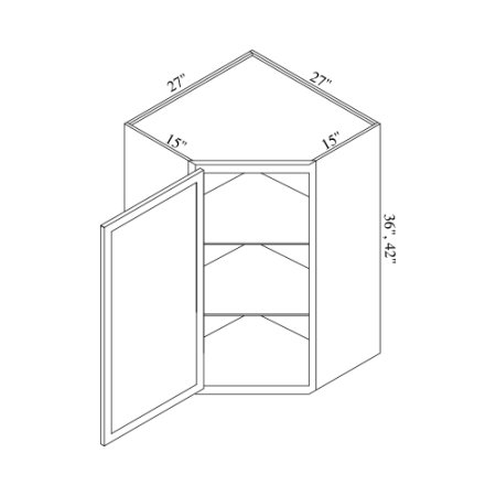 (image for) Brae 27" x 42" x 15" Diagonal Corner Wall Cabinet - BRA-WDC274215