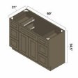 (image for) Winchester Grey 60" Vanity Sink Base Cabinet w/ Double Drawers - WIN-V6021DD
