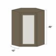 (image for) Winchester Grey 24" x 42" Diagonal Corner Wall Cabinet w/ Plain Glass Door - WIN-WDC42PG