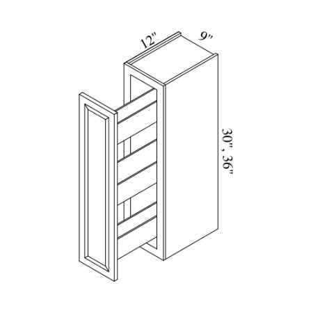 (image for) Brae 9" x 30" Spice Rack Wall Cabinet - BRA-WSR0930