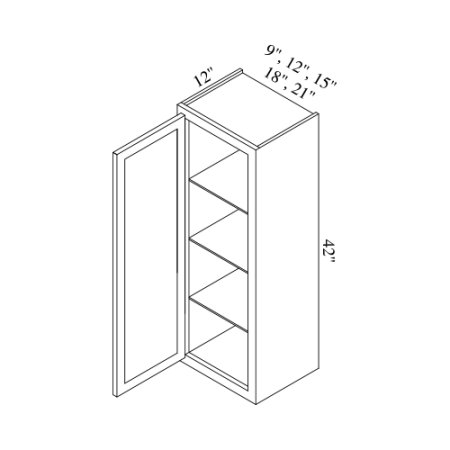 (image for) Brae 18" x 42" Single Door Wall Cabinet - BRA-W1842