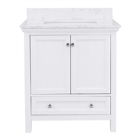 Cunningham Plantation White 30" Vanity w/Top - FLVCUN3020PW