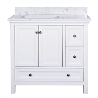 Cunningham Plantation White 36" Vanity w/ Top - FLVCUN36PW
