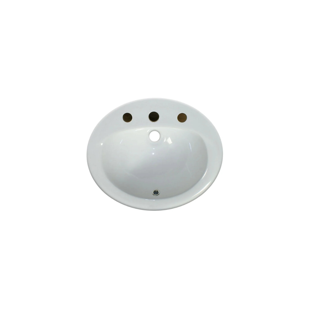 (image for) PELICAN PL-1011 Porcelain Self-Rimming Bathroom Sink 15 1/2\" x 11 1/4\" x 6 1/8\'\' w/ 8 Inch Spread - White