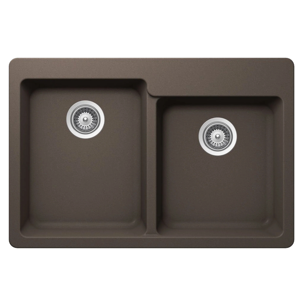 (image for) PELICAN PL-175 33\" x 22\" x 9 1/2\" Granite Composite Double Bowl Sink - Mocha