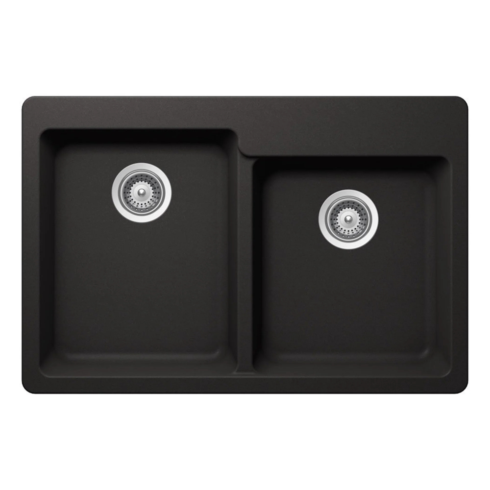 (image for) PELICAN PL-175 33\" x 22\" x 9 1/2\" Granite Composite Double Bowl Sink - Onyx