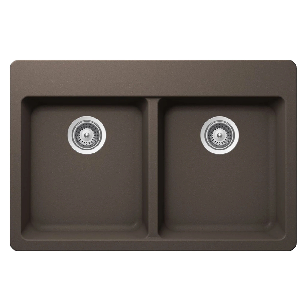 (image for) PELICAN PL-200 33\" x 22\" x 9 1/2\" Granite Composite Double Bowl Sink - Mocha