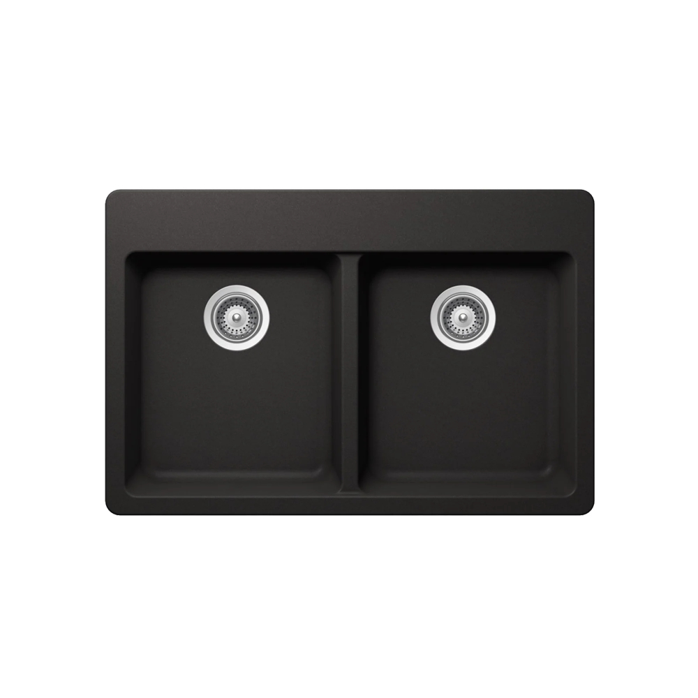 (image for) PELICAN PL-200 33\" x 22\" x 9 1/2\" Granite Composite Double Bowl Sink - Onyx