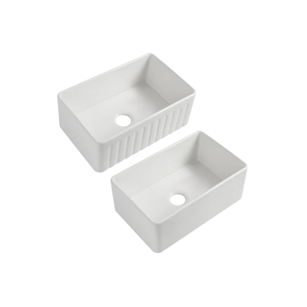 (image for) PELICAN PL-FC3018SB Reversible Farmhouse Fireclay Sink - 30\" x 18\" x 10\"