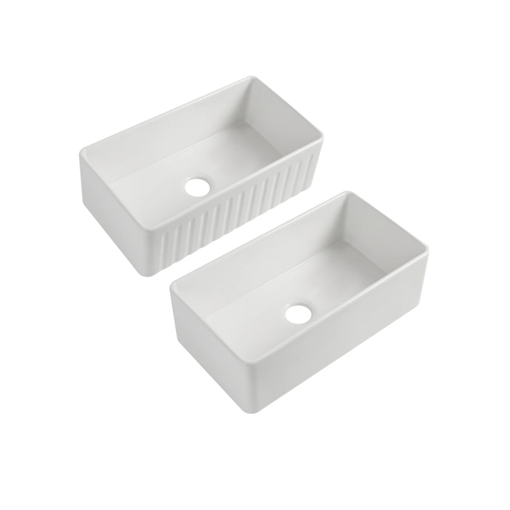 (image for) PELICAN PL-FC3318DB Reversible Farmhouse Fireclay Sink - 33\" x 18\" x 10\"