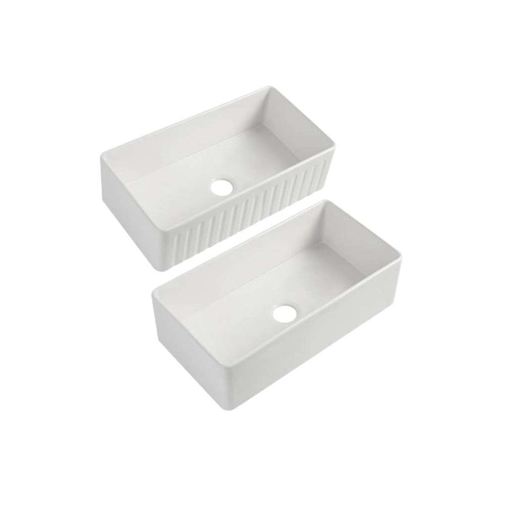 (image for) PELICAN PL-FC3620SB Reversible Farmhouse Fireclay Sink - 36\" x 20\" x 10\"