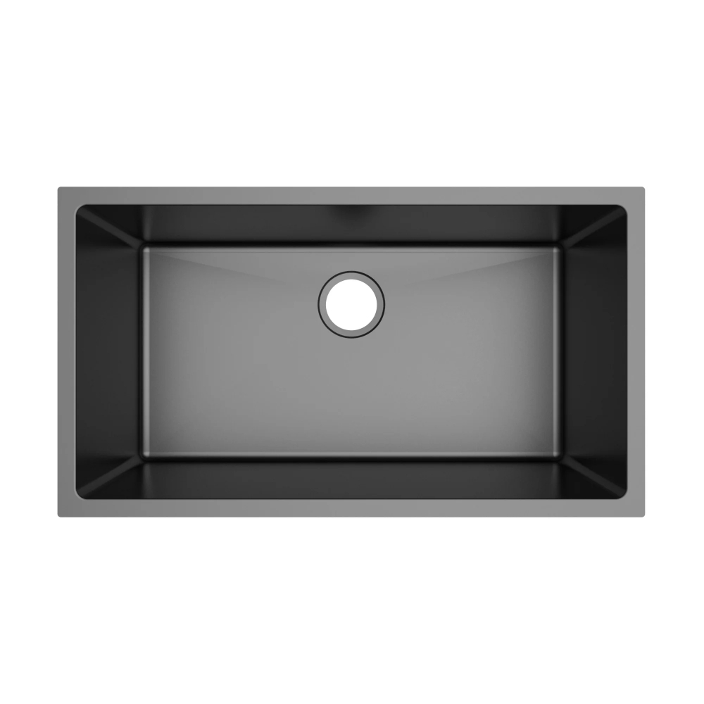 (image for) PELICAN PL-GMB115 R15 16g Handmade Stainless Steel Undermount Kitchen Sink 32\" x 18\" x 10\" w/ Micro Radius Corners - Gunmetal Black