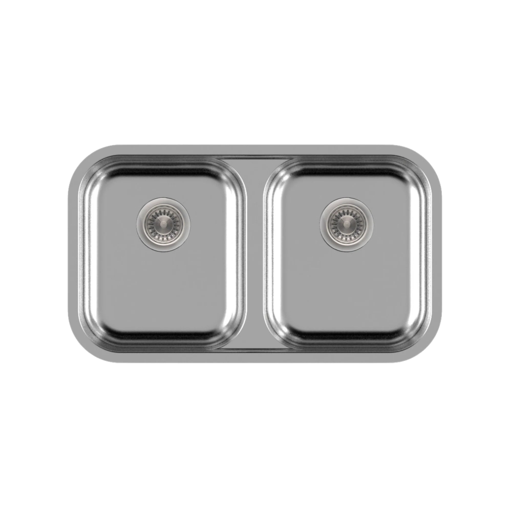 (image for) PELICAN PL-VL5050 18G Stainless Steel Low Divide Double Bowl Undermount Kitchen Sink 33\'\' x 22\'\' w/ 3 Holes