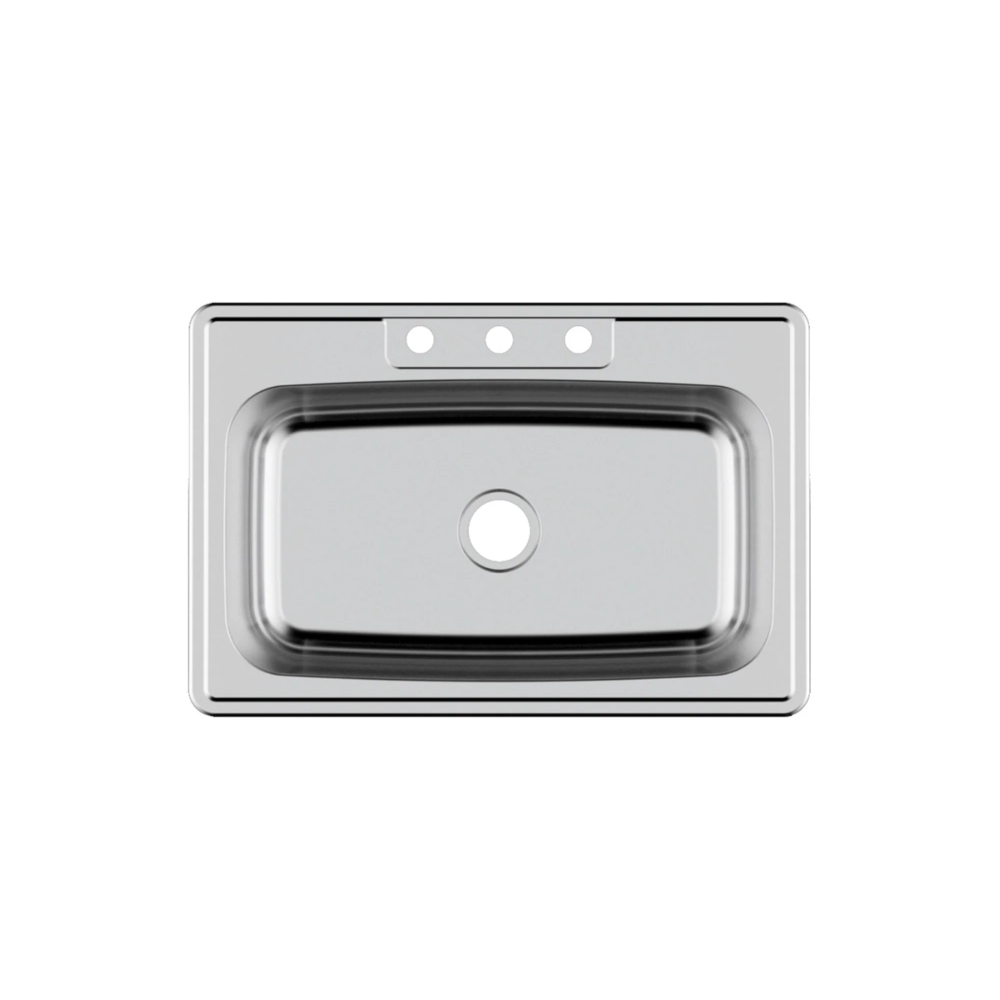 (image for) PELICAN PL-VT3322-3 18G Stainless Steel Single Bowl Top Mount Kitchen Sink 33\'\' x 22\'\' w/ 3 Holes