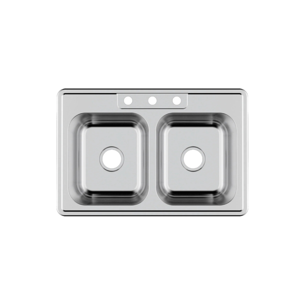 (image for) PELICAN PL-VT5050 18G Stainless Steel Double Bowl Top Mount Kitchen Sink 33\'\' x 22\'\' w/ 3 Holes