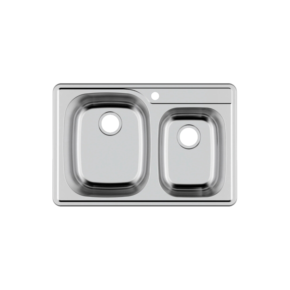 (image for) PELICAN PL-VT6040 18G Stainless Steel Double Bowl Top Mount Kitchen Sink 33\'\' x 22\'\' w/ 1 Hole