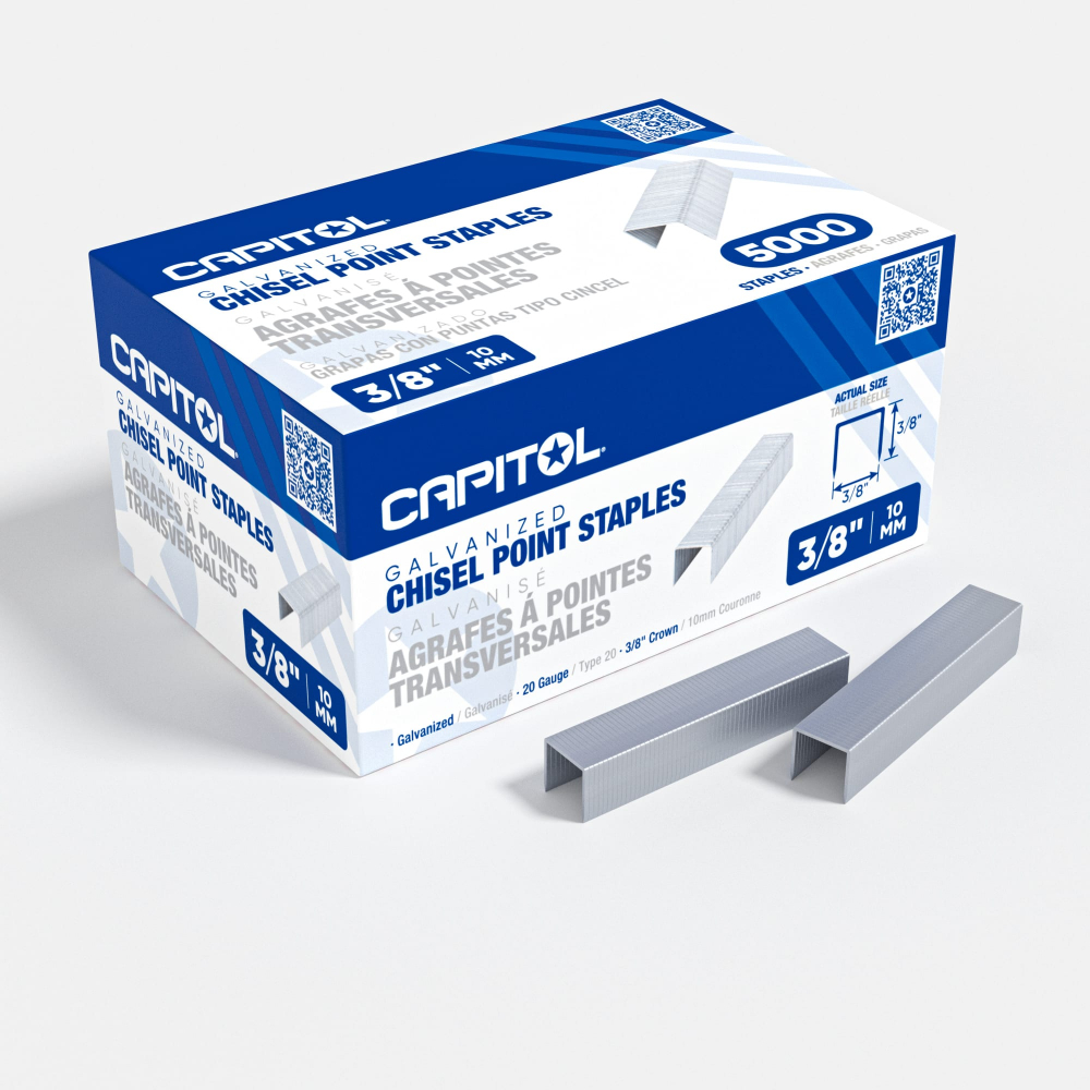 (image for) CAPITOL 110012-8 3/8\" Divergent Point Carpet Pad Staples - 5000 Per Box