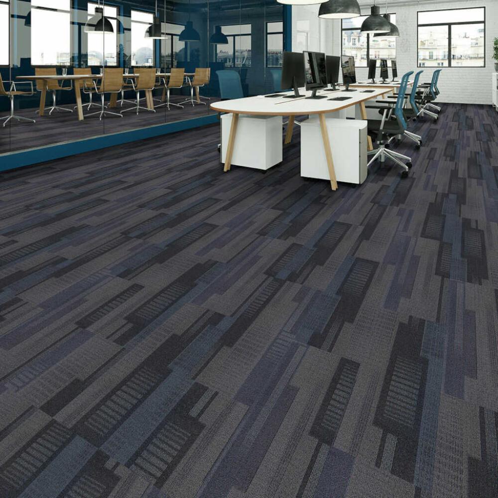 (image for) Next Floor Dedication 13" x 39" Solution-Dyed Twisted Polypropylene Carpet Tiles - North Sea NF712019