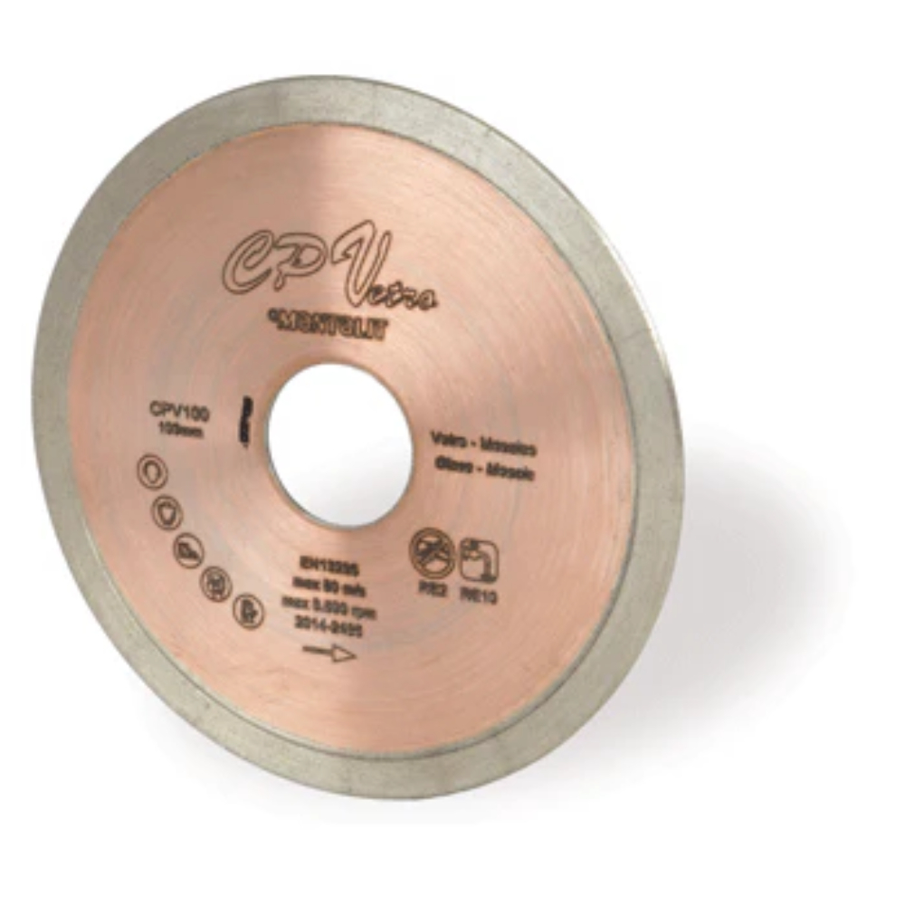 MONTOLIT CPV100 4" Silver Line Glass Tile Continuous Rim Blade