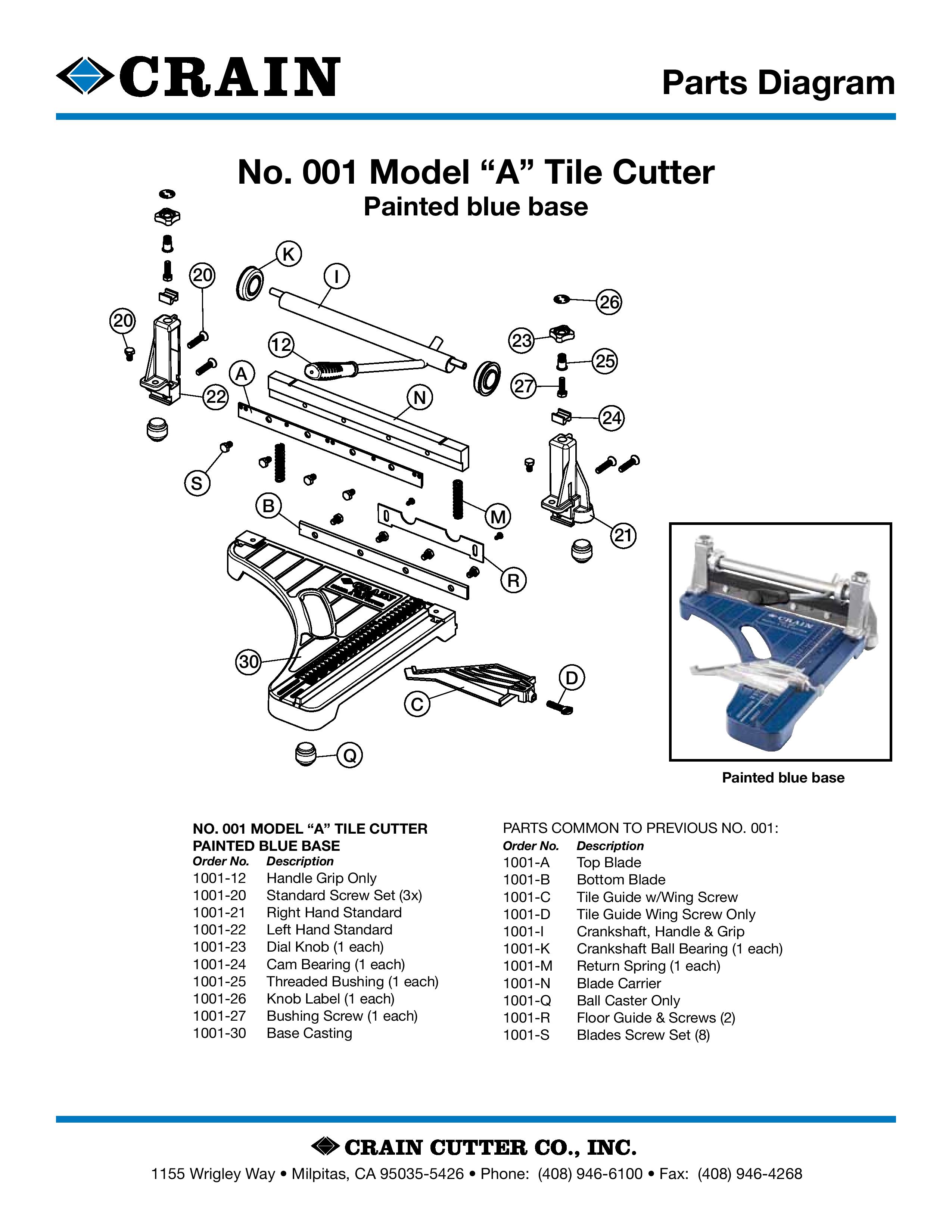 001 - Model “A” Tile Cutter - Current