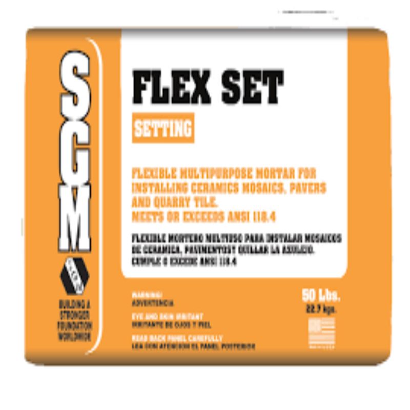SGM FLXTSW Flex Set Multi Purpose Flexible Latex Portland Cement Mortar White - 50 Lbs.