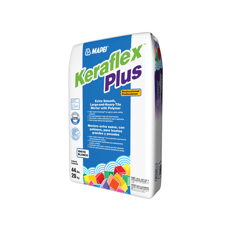 Mapei Keraflex Plus Professional Extra Smooth Large-and-Heavy-Tile Mortar w/ Polymer White - 44 Lb. Bag